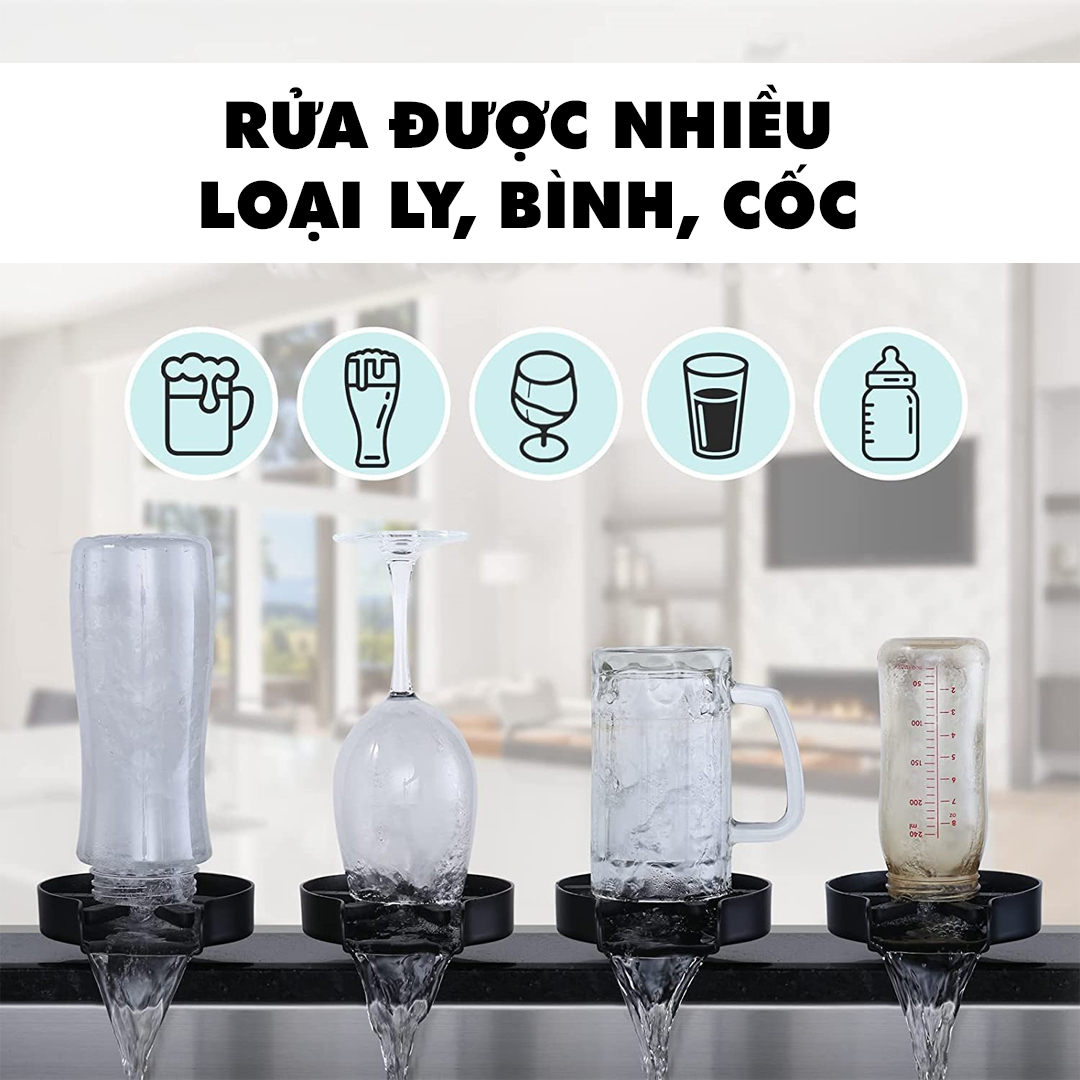 Bộ dụng cụ rửa ly, máy rửa ly, phụ kiện rửa bình chai lọ cốc chén đa năng gắn chậu rửa nhà bếp lavabo Legaxi