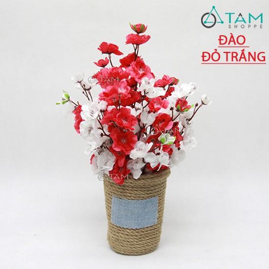 Chậu hoa mai đào handmade dây thừng T-HOA-14