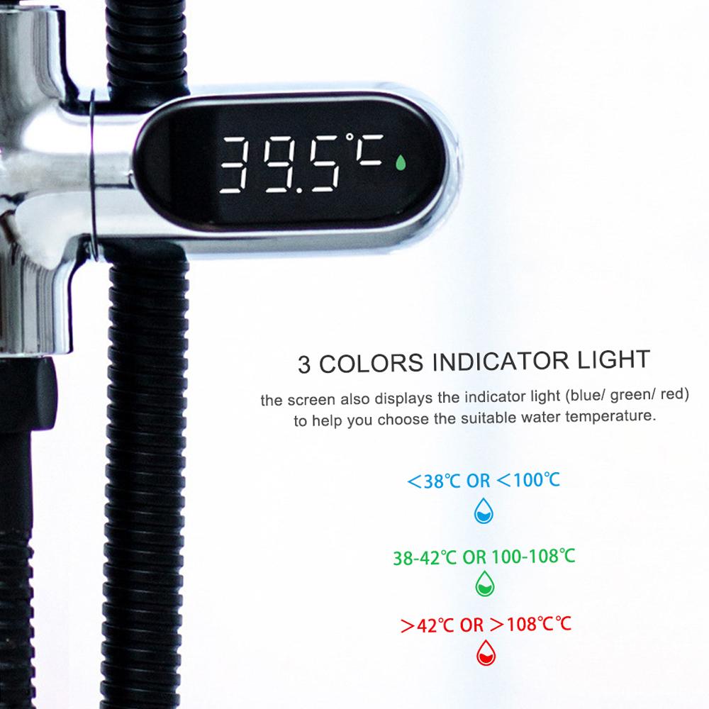 Digital Shower Thermometer ℃/℉ Bath Temperature Monitor Water Thermometer 5~85℃ Measuring 360° Rotatable LED Display for Baby Elderly