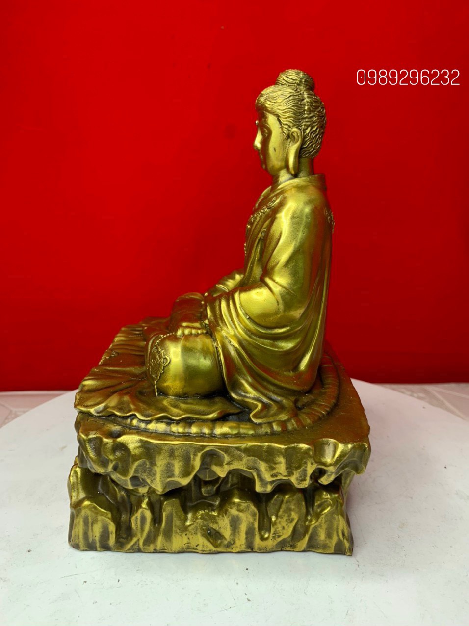 Tượng Thích Ca ngồi bệ đá bằng đồng cao 22cm - Tượng Thích Ca cỡ nhỏ