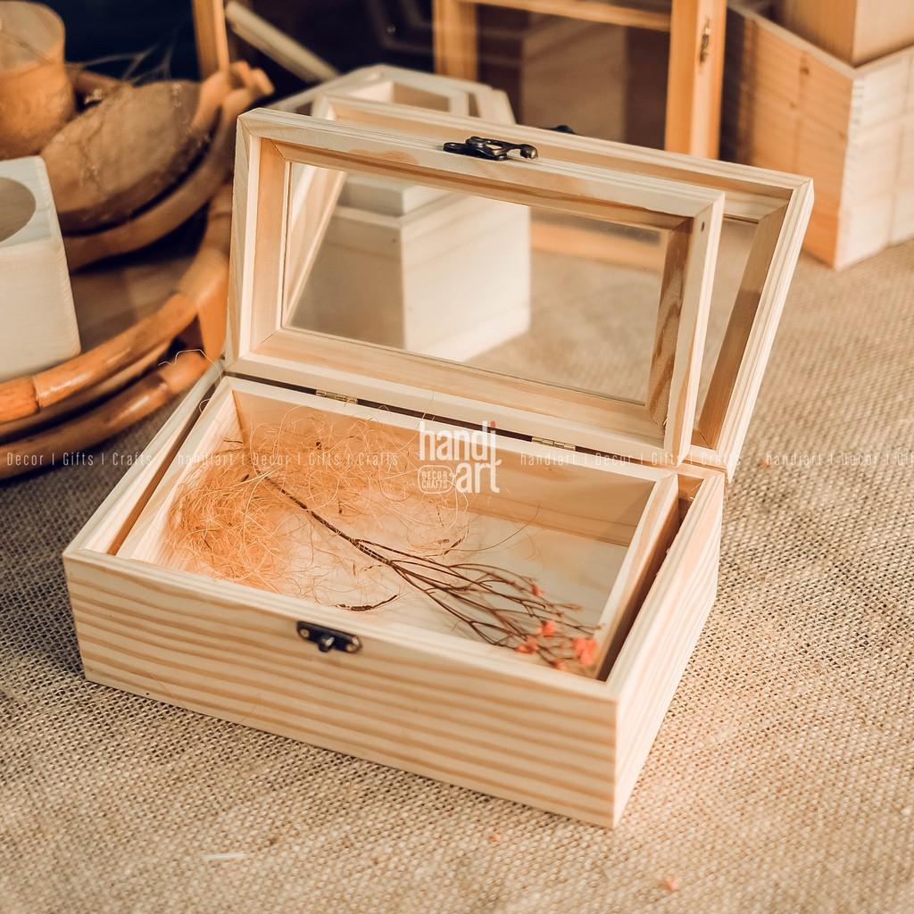 Bộ 2 Hộp gỗ nắp kính - Hộp gỗ đựng sản phẩm - wooden box glass