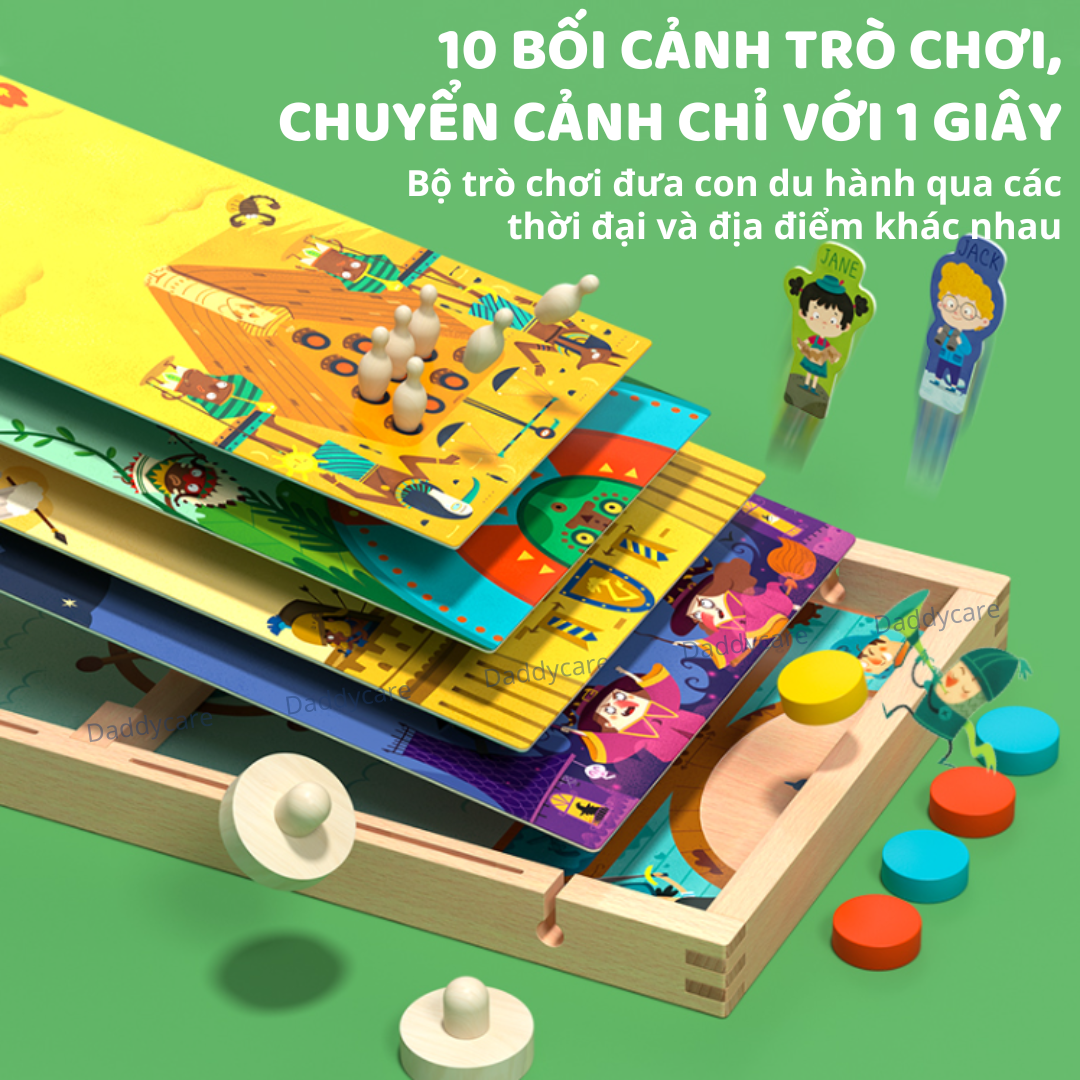 Đồ chơi cờ búng xuyên lỗ thông minh bằng gỗ cao cấp Mideer 10 in 1 Carrom Board Game