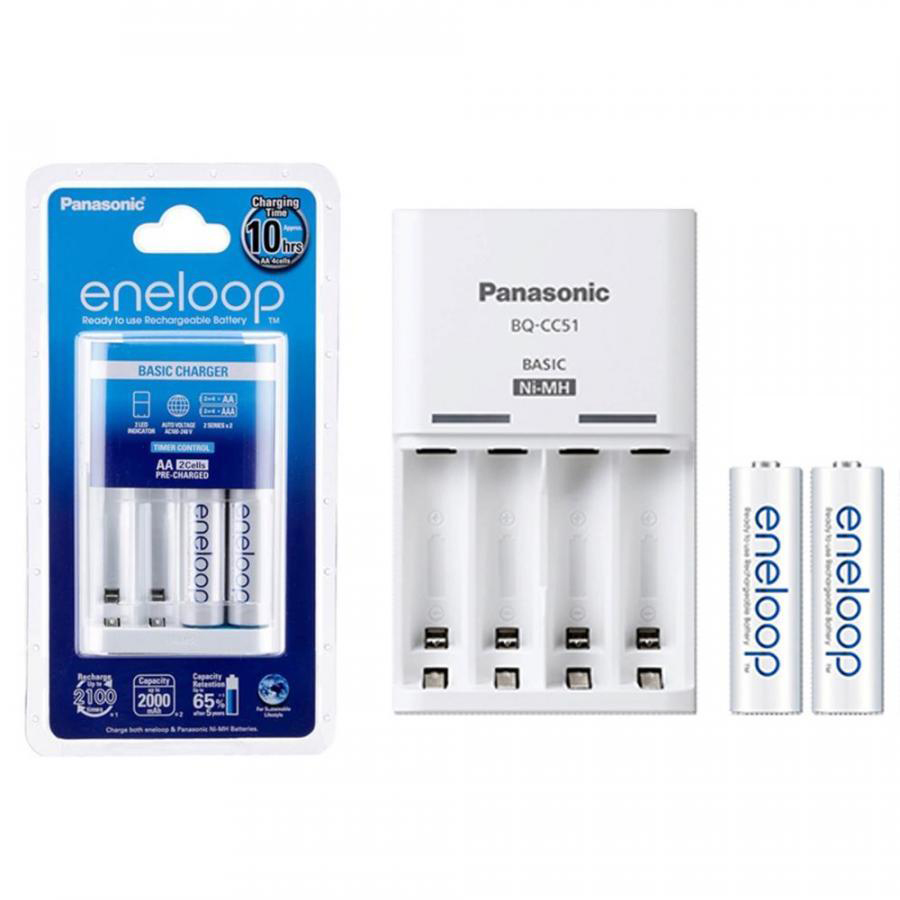 Bộ sạc và pin PANASONIC Eneloop CC51E ( 2 viên AA 2000mAh) - Hàng chính hãng