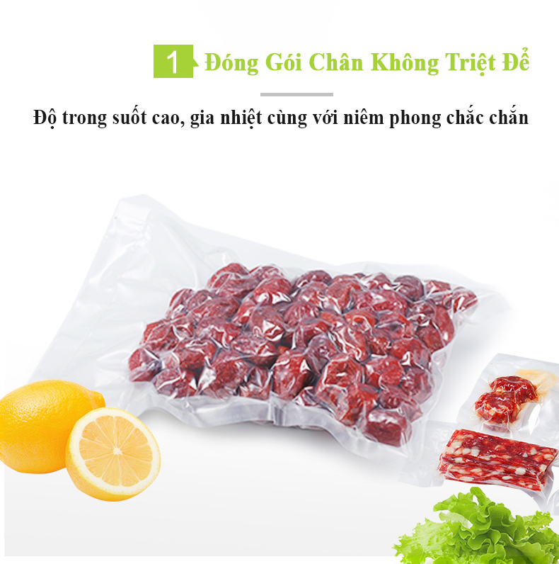 Túi Hút Chân Không Thực Phẩm Hai Mặt Trơn (1kg) - 13cmx18cm