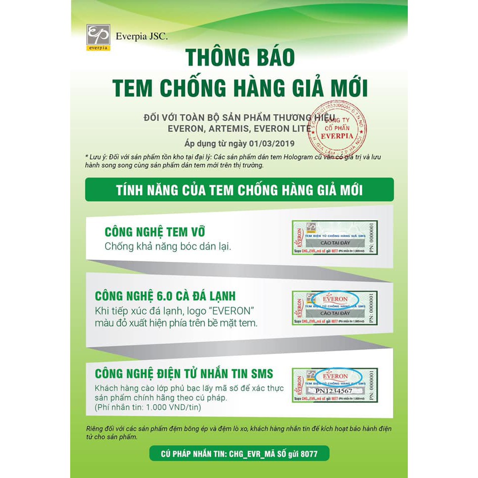 Đệm bông ép Everon Vải gấm 3 mảnh - Chính Hãng 100% - Mix mầu