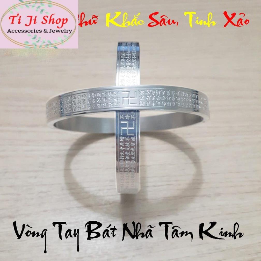 Vòng tay Bát Nhã Tâm Kinh hình tròn màu trắng siêu đẹp - Nhiều size - Đem lại bình an may mắn cho người đe