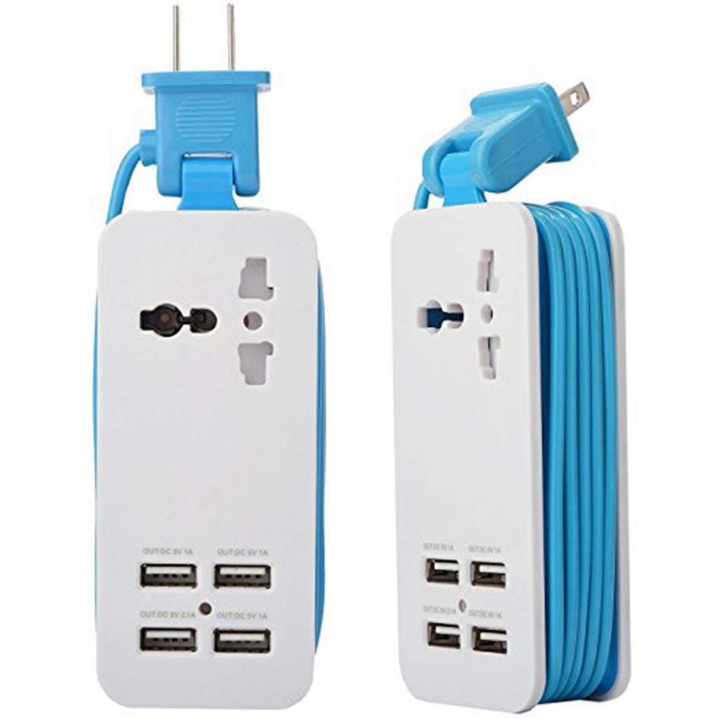 Mini USB Power Strip 4Port USB Charger Station Travel Charging US Plug