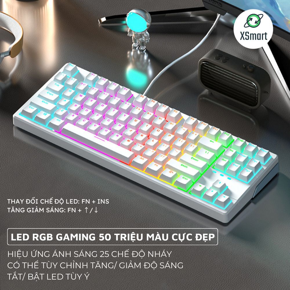 Bàn Phím Cơ Máy Tính Gaming MECHANICAL X87 LED 25 Chế Độ Trục Cơ White Switch-Hàng Chính Hãng