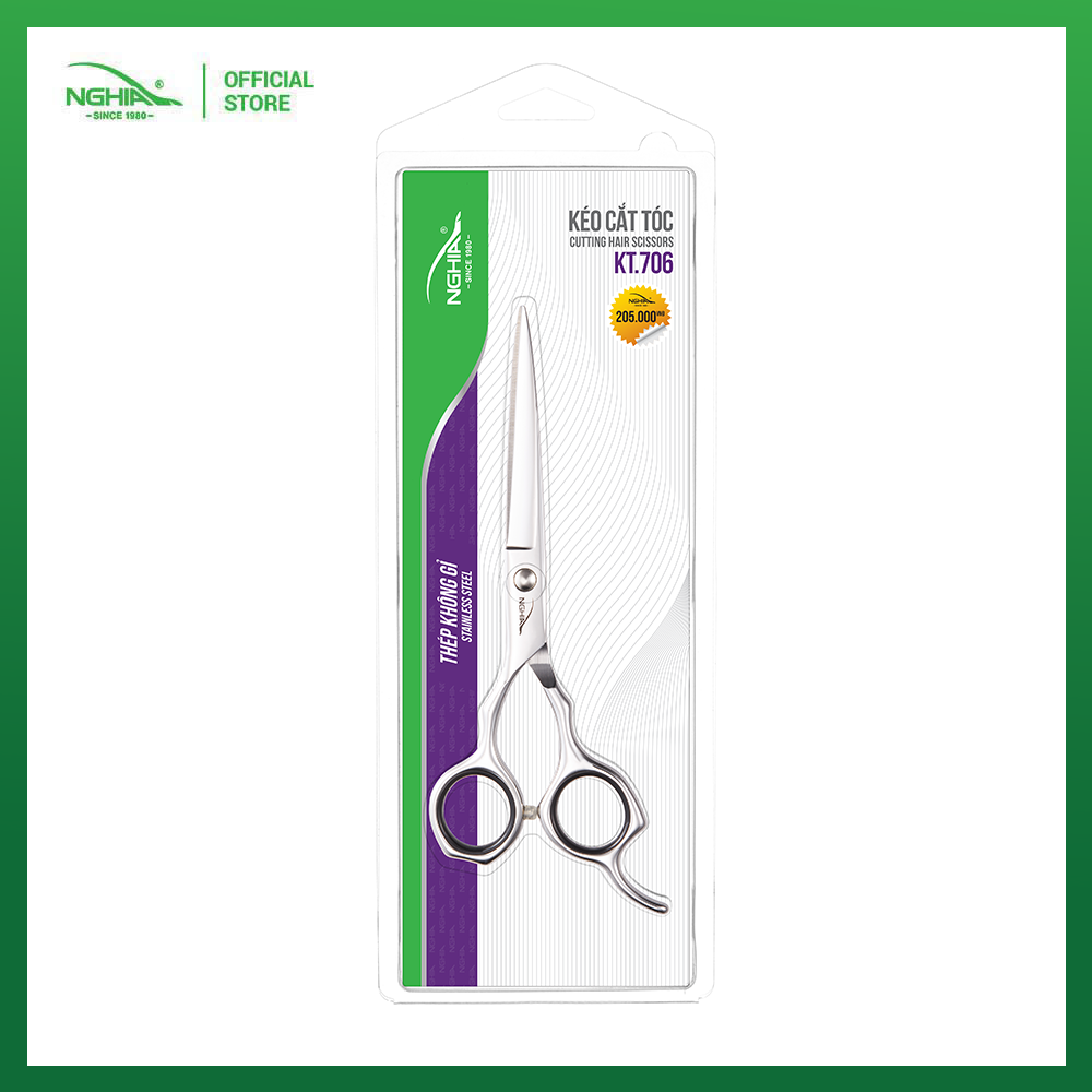 Kéo Cắt Tóc Thép Không Gỉ Kềm Nghĩa KT-706