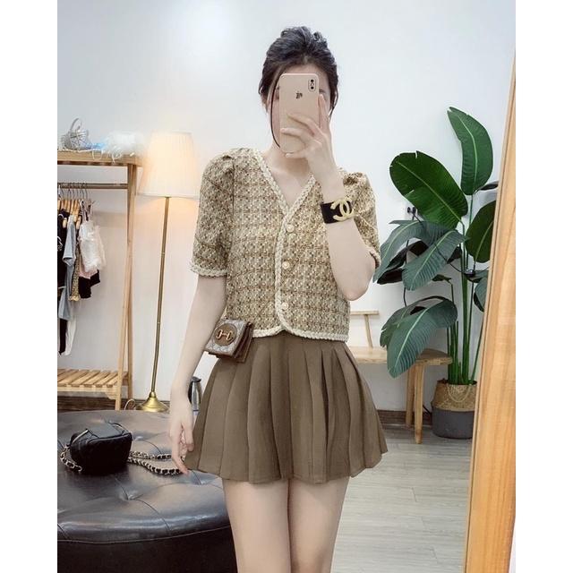 Áo Dạ Tweed Tay Cộc Viền Thừng, Áo Dạ Dáng Ngắn Siêu Xinh Có Ảnh Thật Kèm Video