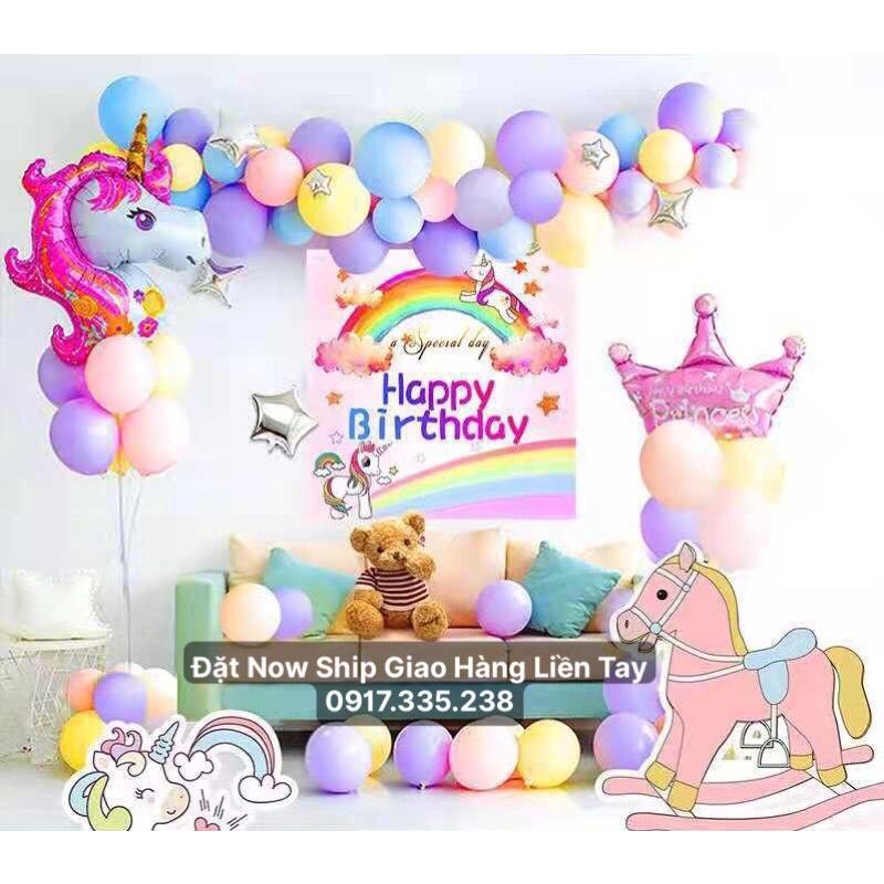 Bóng ngựa Pony Backdrop Thiết Kế Tên Theo Yêu Cầu Có Thể Đổi Màu Ngựa Theo yêu thích Tặng Bơm Và keo