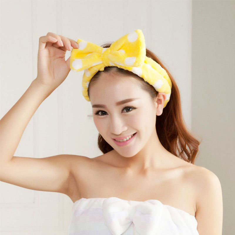 Băng đô nơ chấm bi, băng đô turban rửa mặt trang điểm kiểu dáng cute BD28