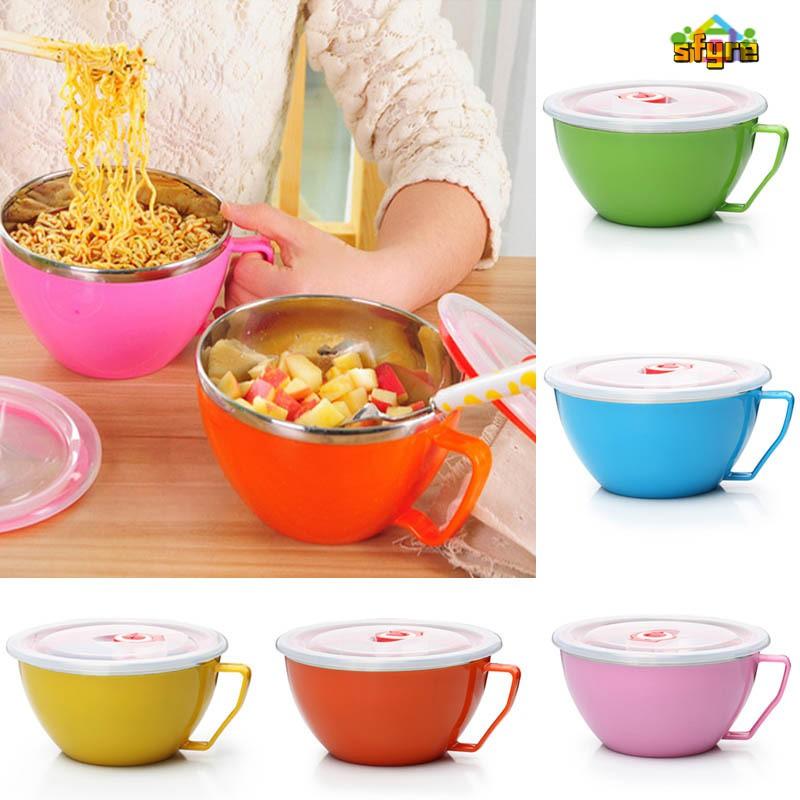 Tô Đựng Mì Bằng Thép Không Gỉ Có Tay Cầm Chống Tràn 600ml