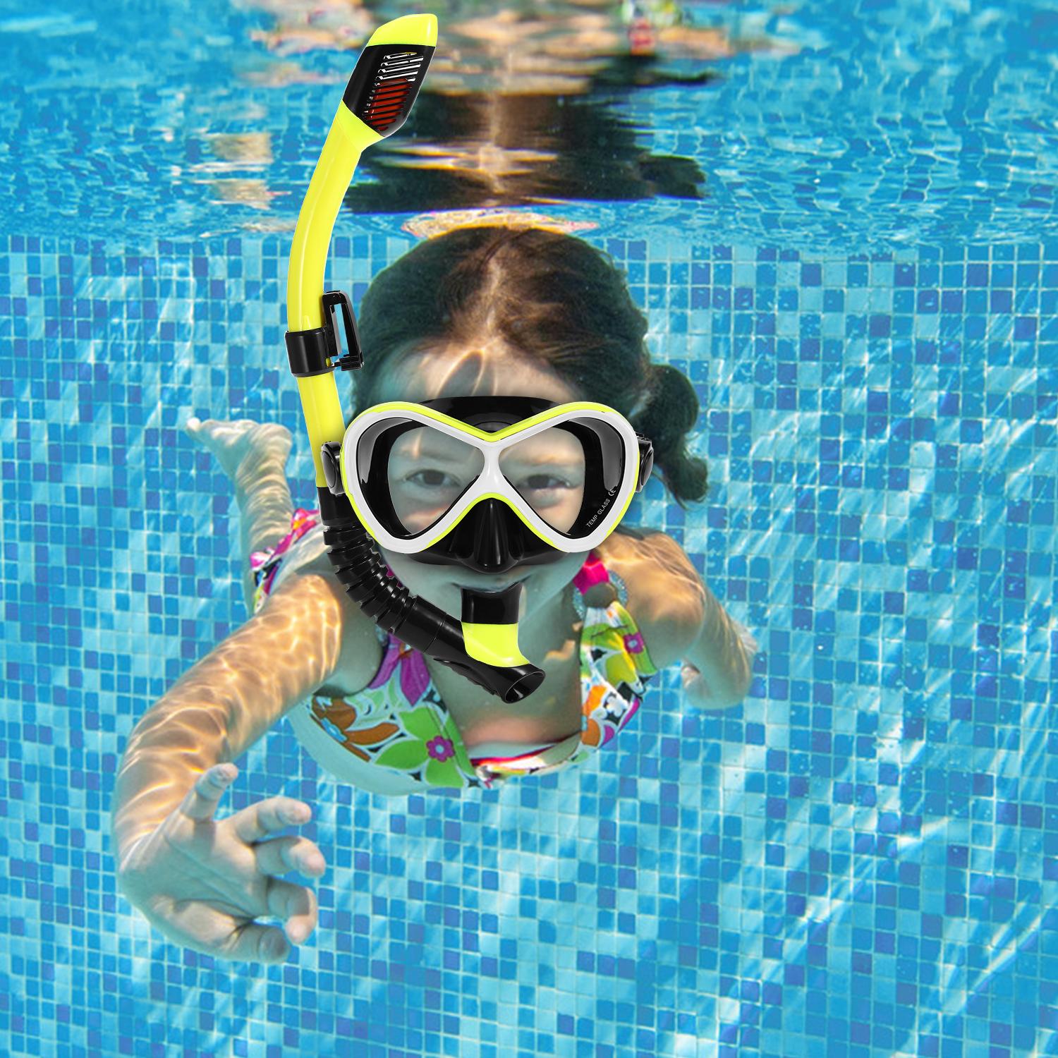 Kính Bơi Chuyên Nghiệp chống sương với ống thở khô dành cho Trẻ Em