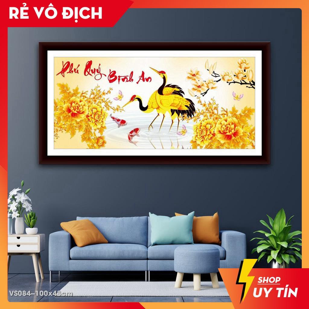 Tranh Đính Đá PHÚ QUÝ BÌNH AN . Kích Thước: 1m x 48cm