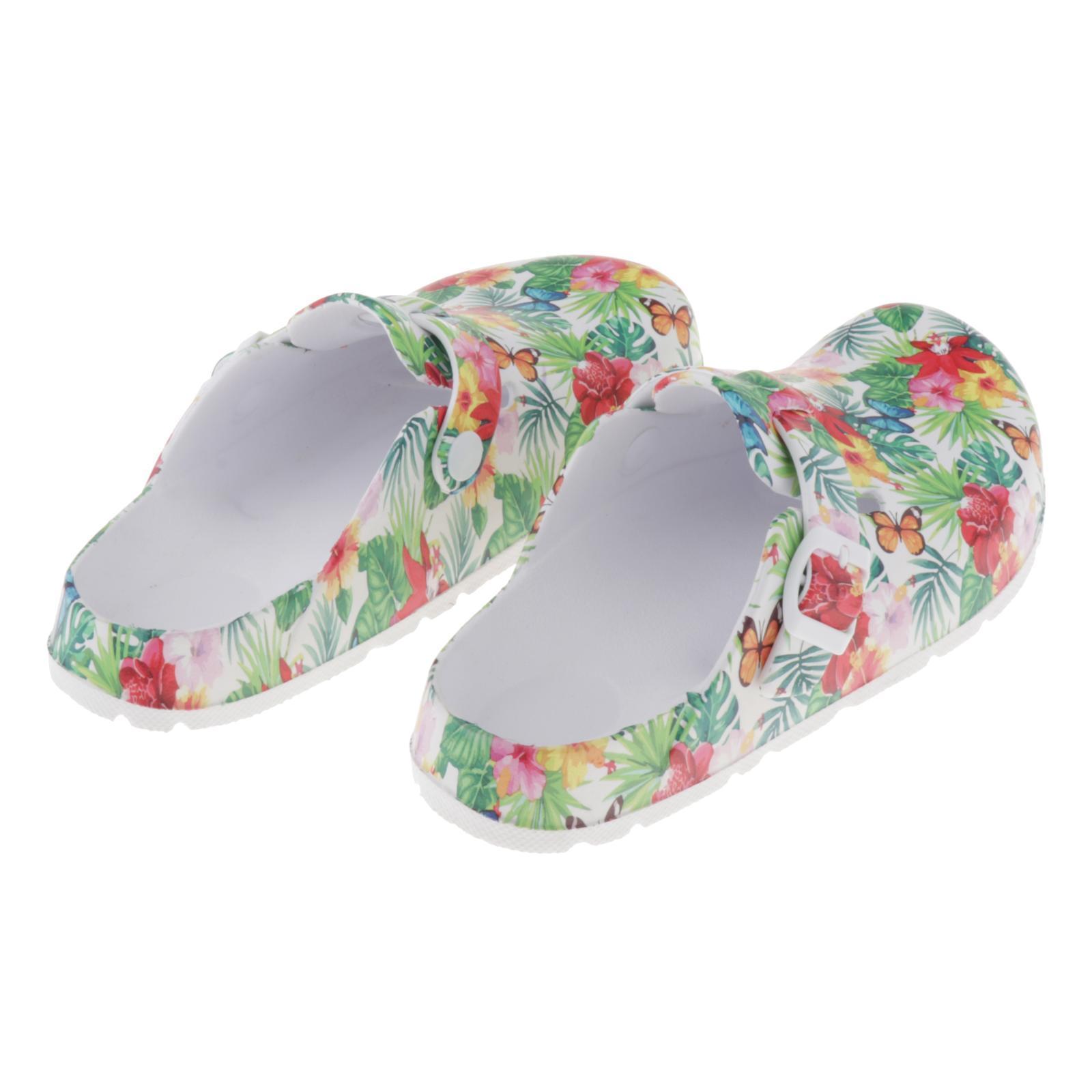 2 Pairs Womens Flower Printed Chef Clogs Shoes Non Work Nursing Shoes