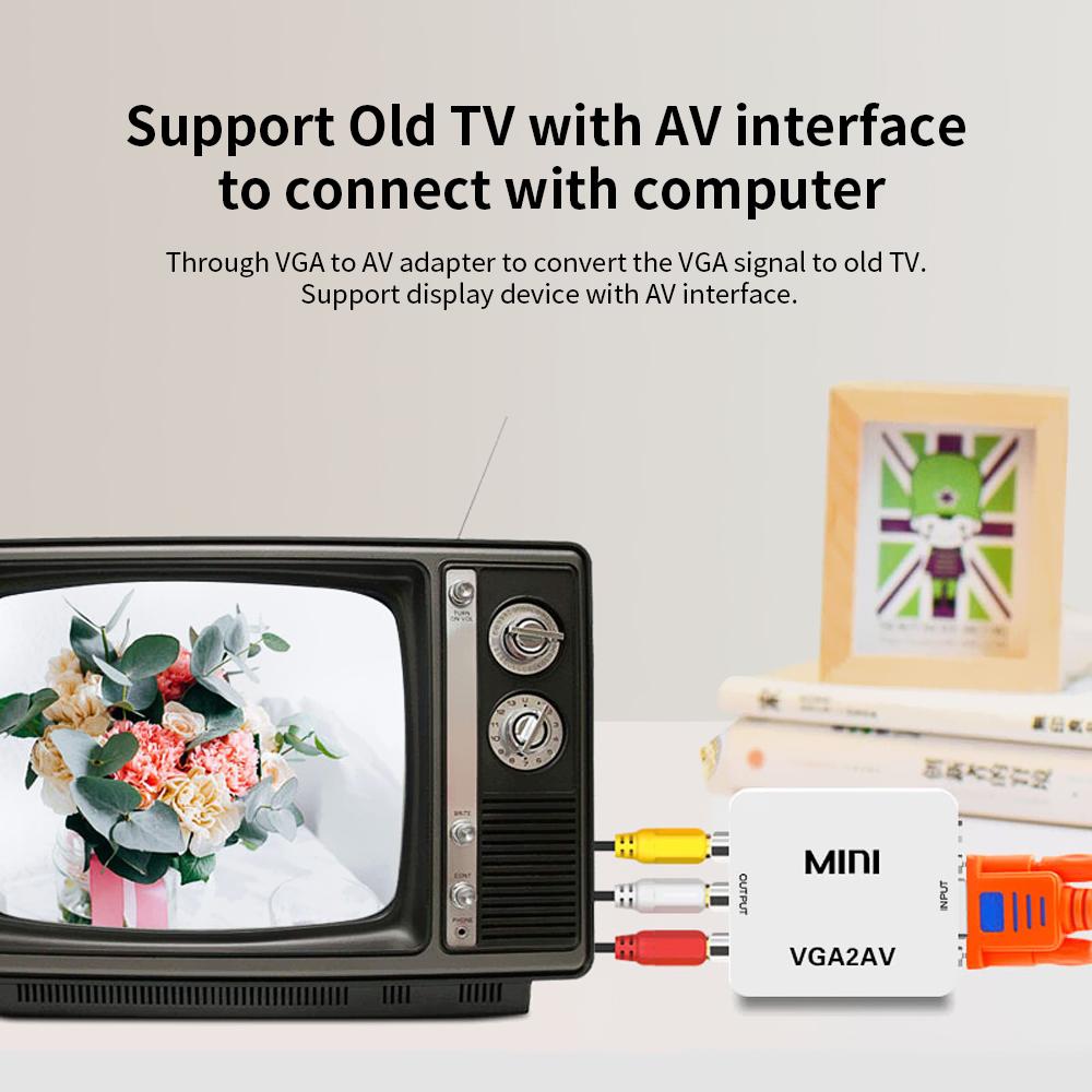 Bộ chuyển đổi VGA sang AV Bộ chuyển đổi nhỏ VGA sang AV Bộ chuyển đổi video ABS Shell cho TV / Máy tính