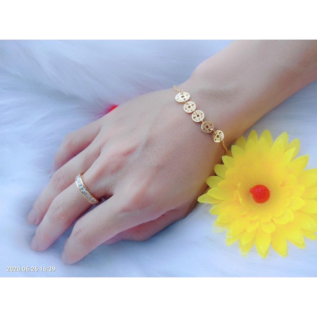 Lắc Tay Nữ Kim Tiền Titanium Cao Cấp-Dùng lâu dài không đen
