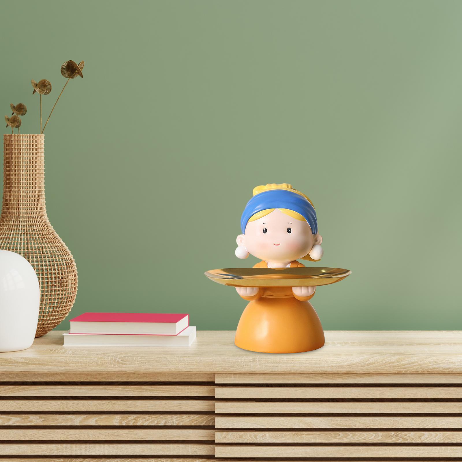 Nordic Girl Figurine Statue Fruit Serving Plate Cosmetic Vanity Tray