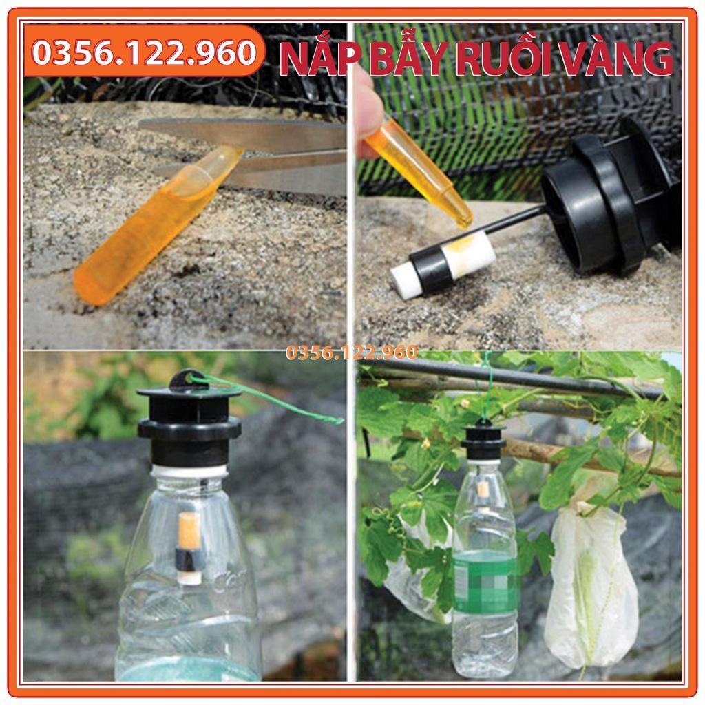 Set 10 Nắp bẫy Ruồi vàng + thuốc dẫn dụ - Dụng cụ bẫy Ruồi, muỗi, ong