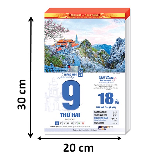 Lịch Bloc 2023 - Bloc lịch cỡ lớn kích thước 20 x 30 cm - NH06