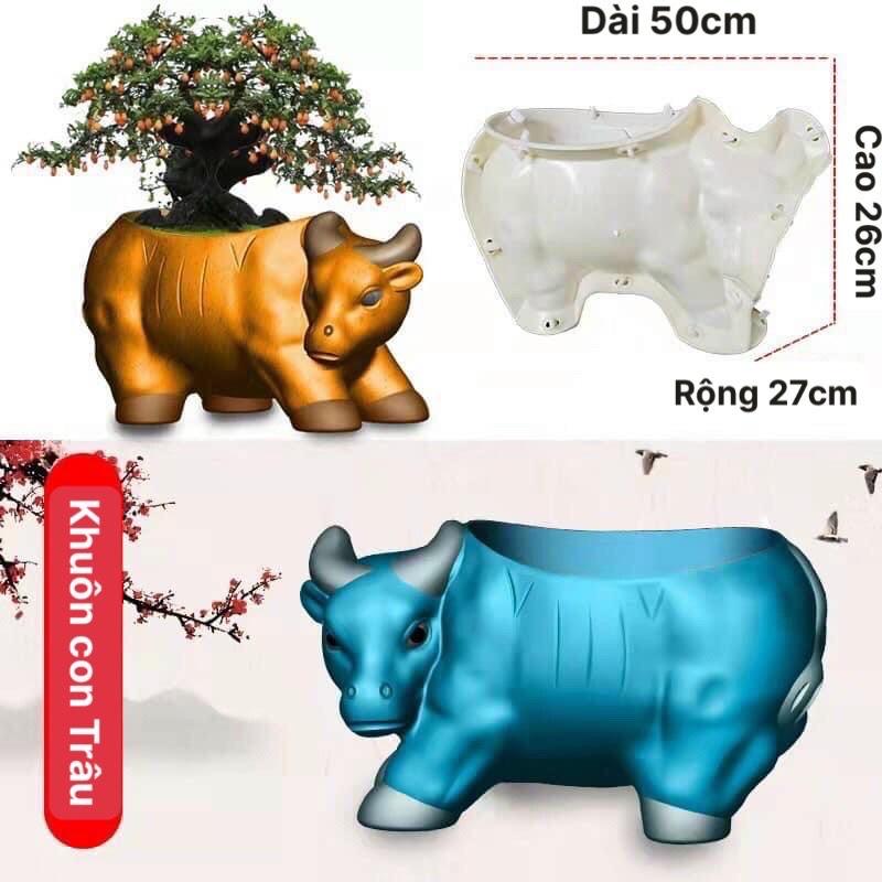 Khuôn chậu hình con Trâu bằng nhựa ABS đầy đủ lòng trong và tấm đáy