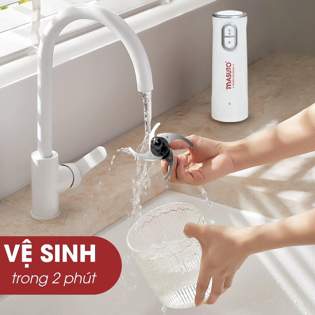Máy xay thịt đa năng Masuto Fivestar 1L cối thủy tinh, tặng cối xay hạt xay gia vị, xay khỏe siêu nhanh nhuyễn mịn - Hàng chính hãng