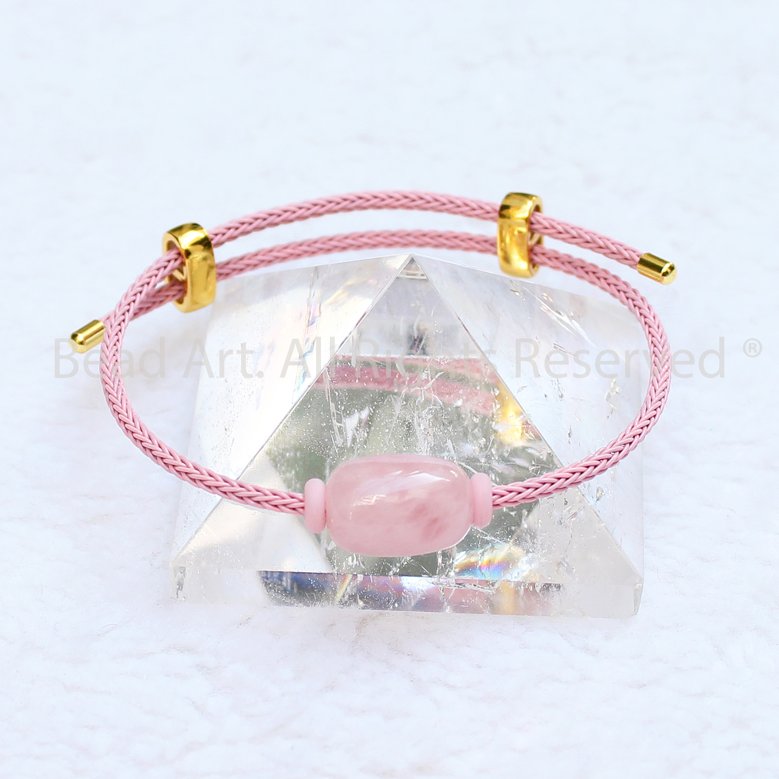 Vòng Tay Đá Lu Thống Thạch Anh Hồng 15x11MM Tự Nhiên, Hoả, Thổ, Trang Sức Phong Thuỷ, Chuỗi Hạt - Bead Art