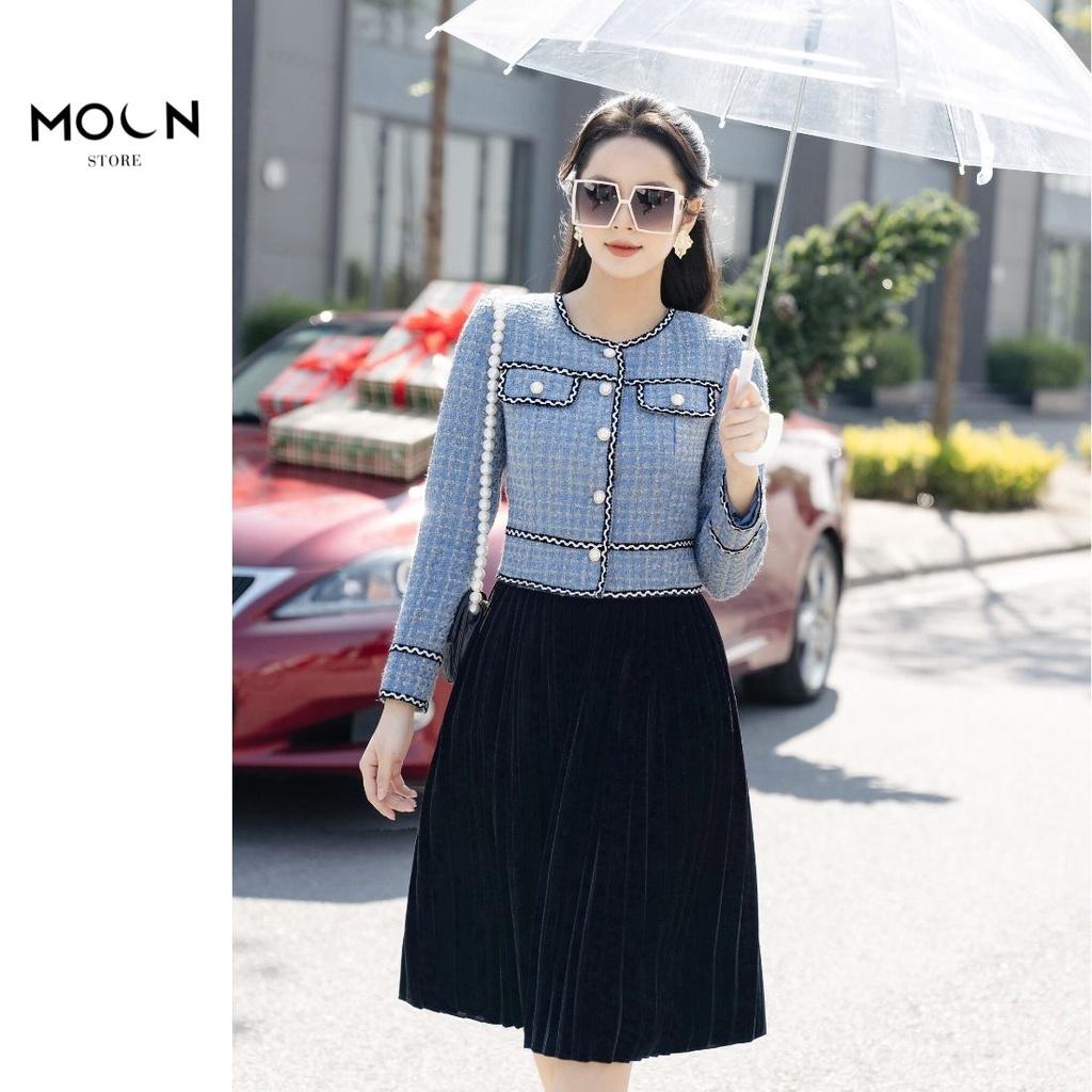 Chân Váy Nhung Xếp Ly Tinh Tế Với Chất Liệu Nhung Cao Cấp Không Nhăn Không Mất Form Khi Giặt MCV333 MOON STORE