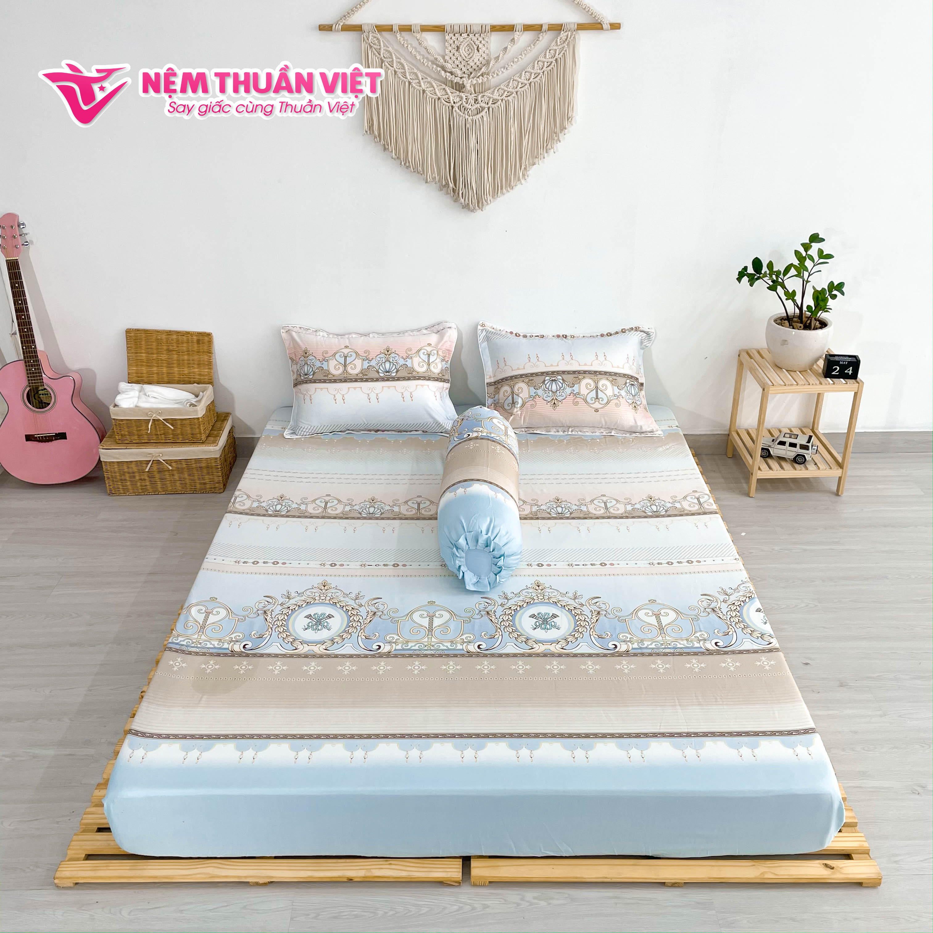 [GIFT] Bộ Ga 4 Món Tencel Thuần Việt Cao Cấp - Họa Tiết Ngẫu Nhiên