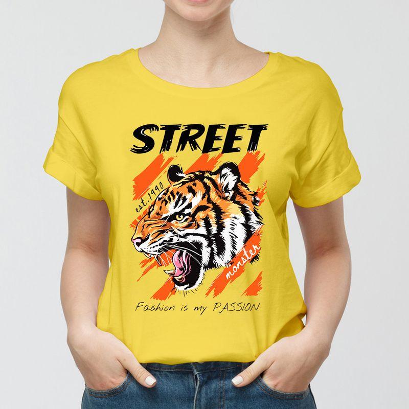 Áo thun unisex mặt hổ "Street fashion is my passion" vintage size XS-3XL 100% cotton