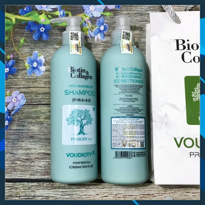 BỘ DẦU GỘI XẢ VOUDIOTY ANTI-DANDRUFF BIOTIN & COLLAGEN XANH BIỂN NEW 2022 NGĂN GÃY RỤNG CHO TÓC GÀU NGỨA 500ML*2