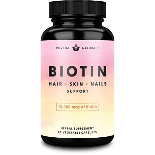 Hair Vitamins—Biotin 10000 mcg for Hair Growth, Hair Skin and Nails Vitamins + Adaptogens, Hair Growth Vitamins, Hair Vitamins for Faster Hair Growth, Biotin for Hair Growth, Biotin Supplement