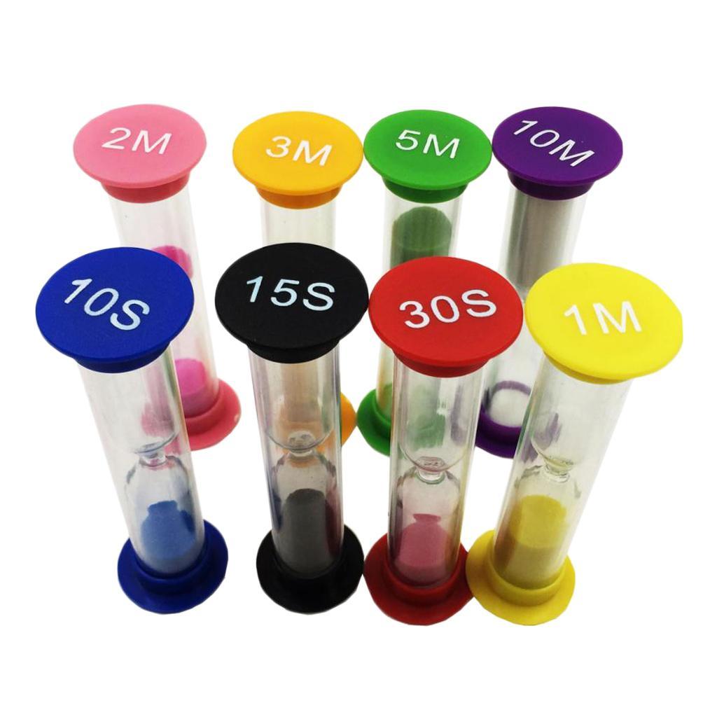 2x10/15/30 Seconds & 1+2+3+5+10 Minutes Plastic Sandglass Hourglass Timer Set
