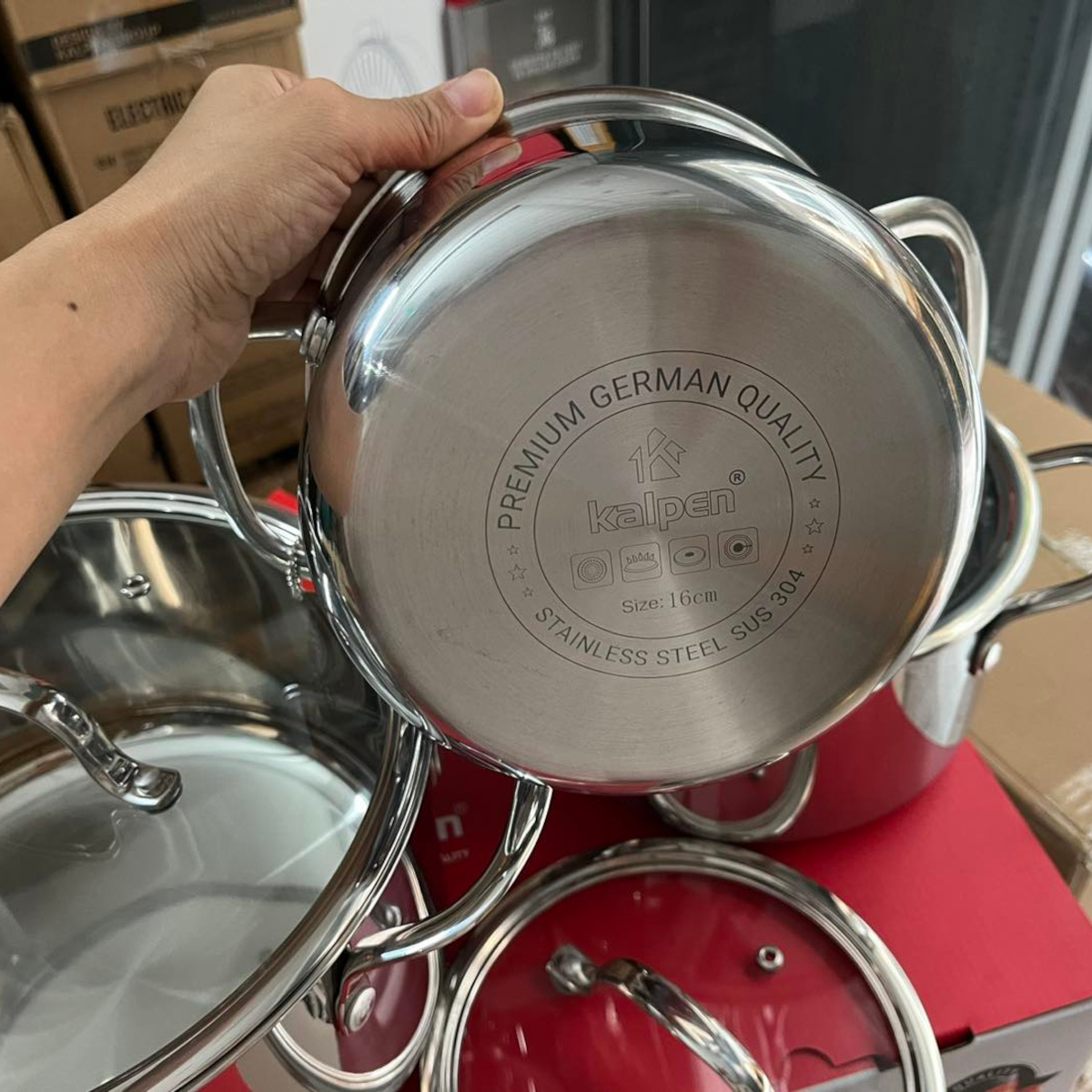 Bộ nồi chảo Inox 3 lớp đúc liền khối Kalpen Kampfer KF3 bảo hành 30 năm - Hàng chính hãng