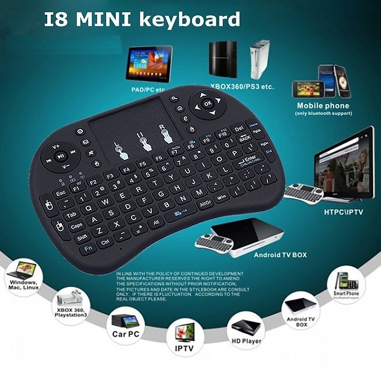 Bàn phím mini dùng pin rời chống chai pin đa năng có touchpad Mini Keyboard - Hàng nhập khẩu