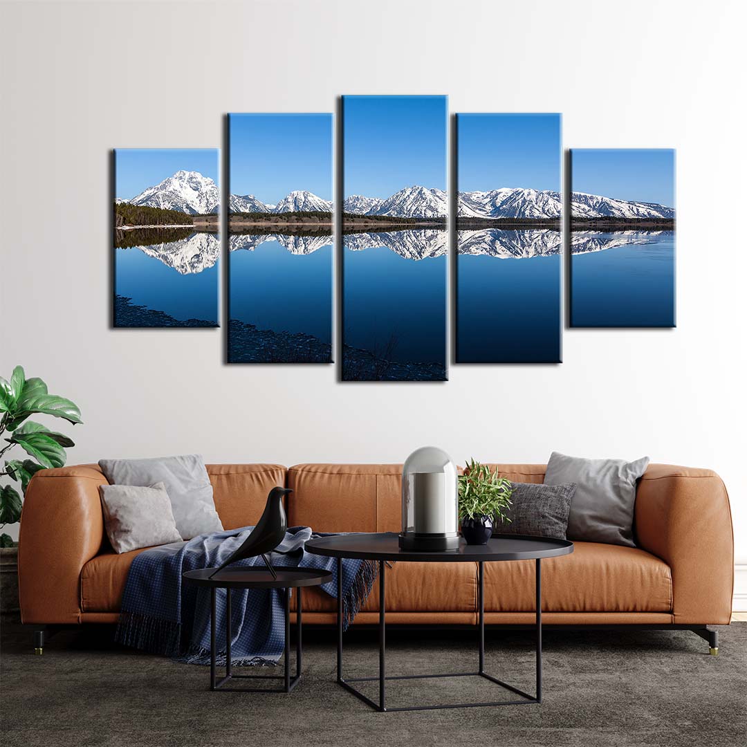 Bộ 5 tranh canvas treo tường phong cảnh núi tuyết - B5T002