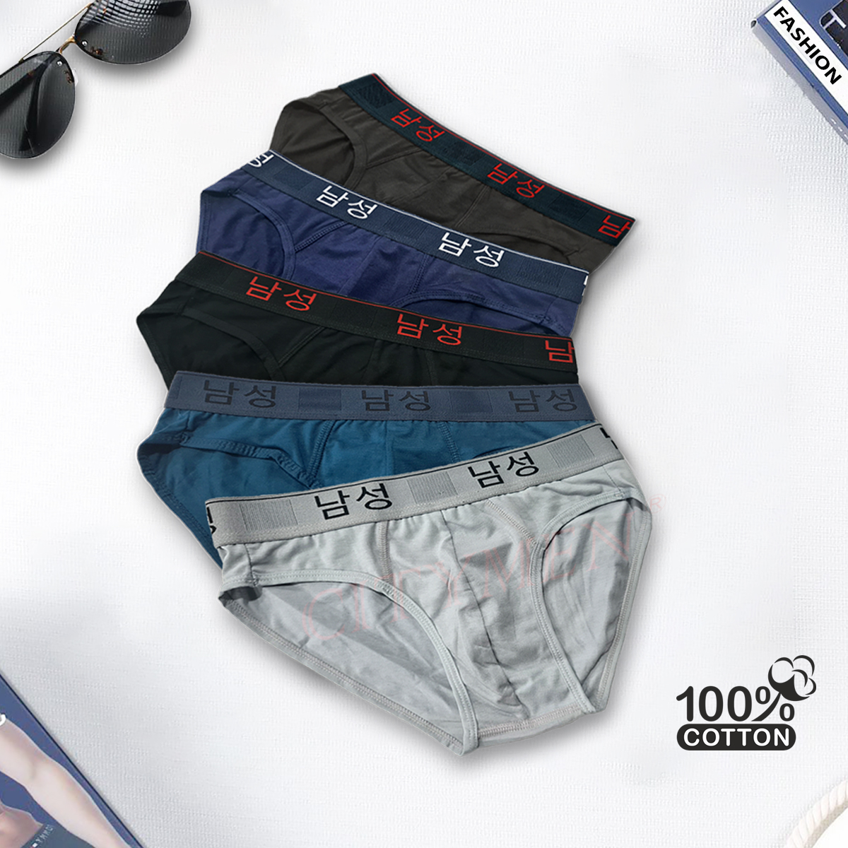 Hộp 5 Quần Lót Nam lưng Hàn Quốc hiệu CITYMEN vải cotton co giãn 4 chiều cao cấp, sịp nam - LMTK-HANAC