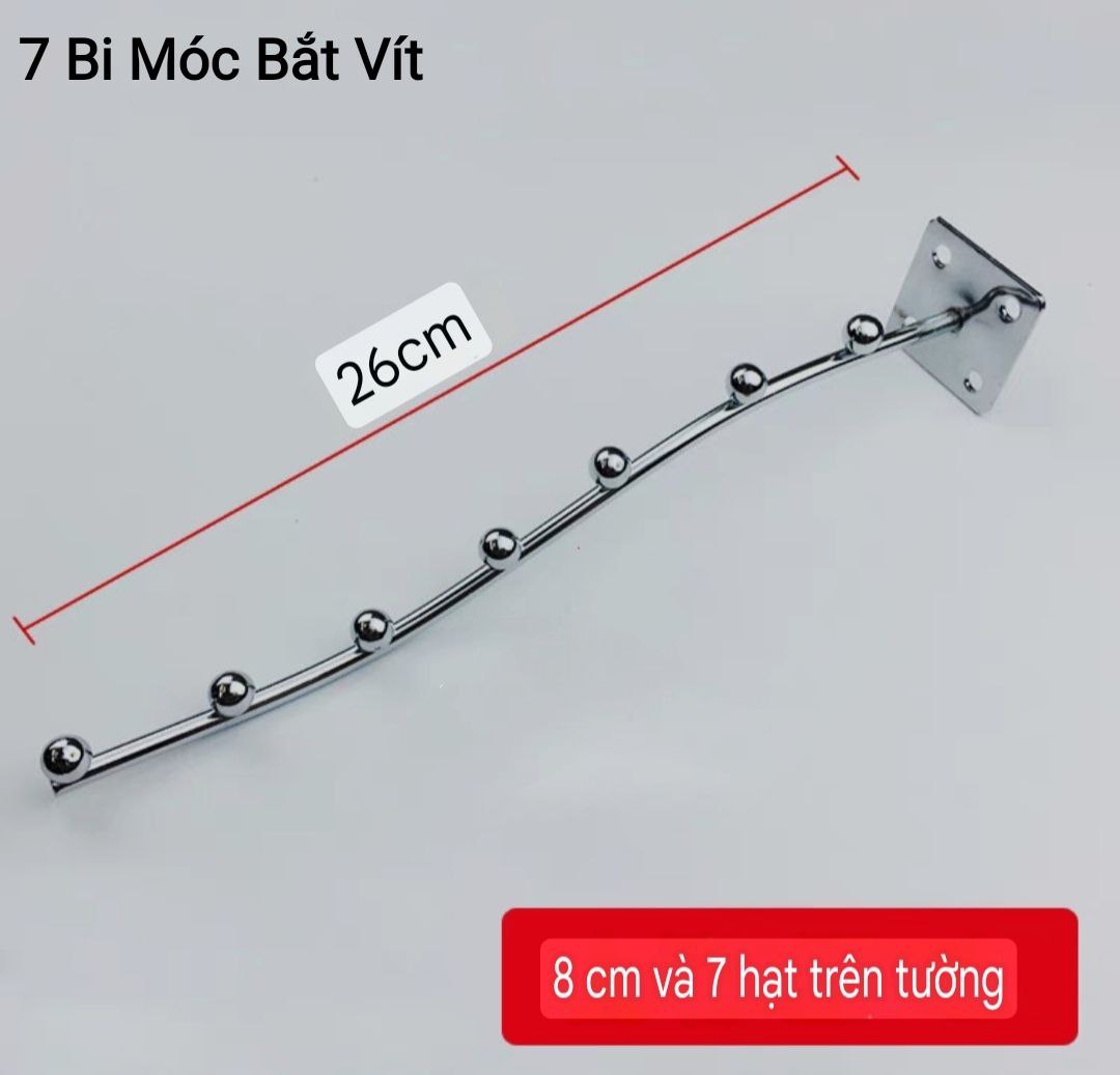 combo 10 Móc 9 bi &amp; 7 bi treo quần áo shop thời trang dạng bi cong inox - ( loại gài &amp; bắt vít )