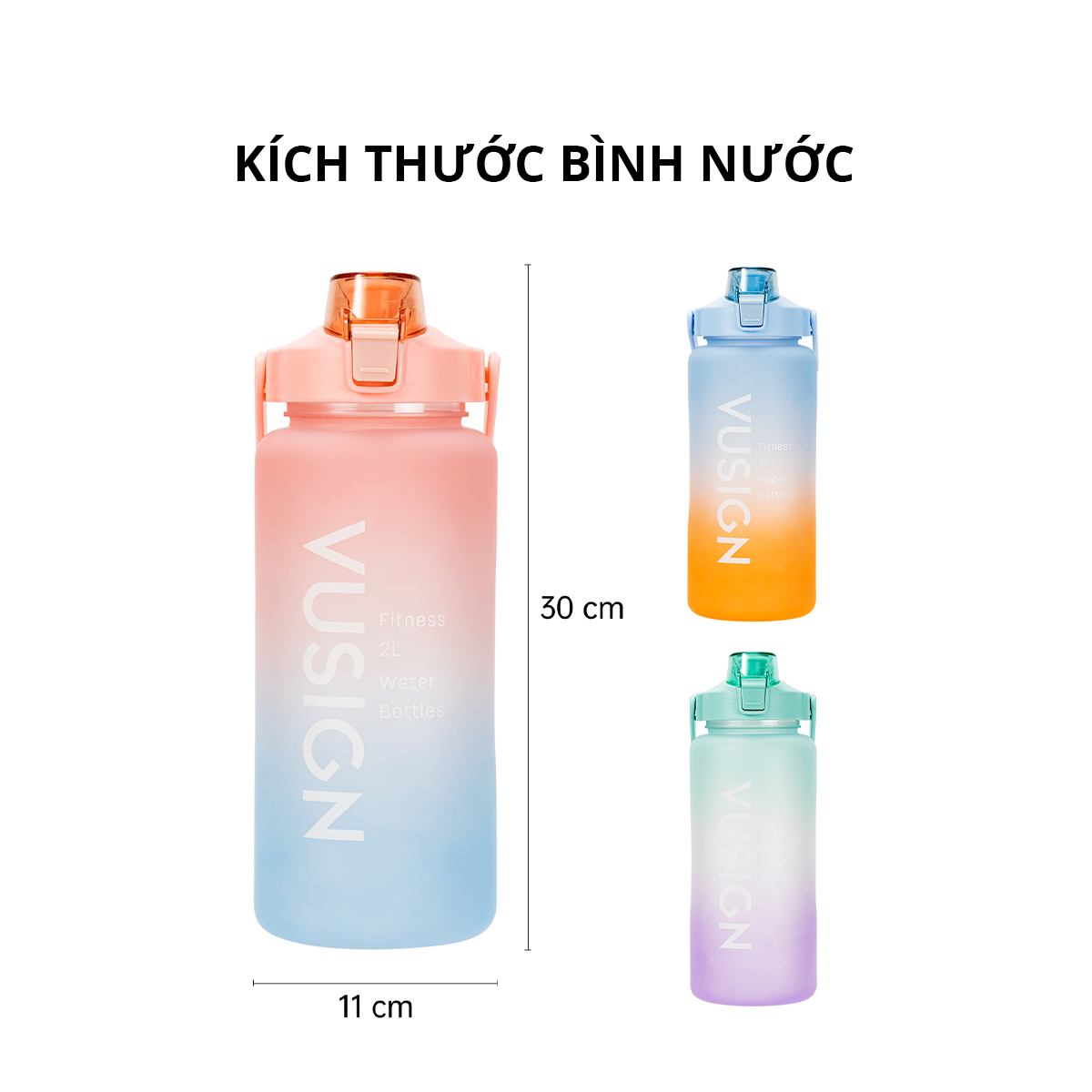 Bình Đựng Nước Thể Thao 2L Kèm Ống Hút Bao Bì Dễ Thương Có Vạch Báo Giờ Uống Nước Chia Lượng Nước Agnite - Nhựa Cao Cấp An Toàn Đầy Đủ Kiểm Định Chất Lượng Phù Hợp Gym Yoga Chạy Bộ Picnic - VS818 VS819