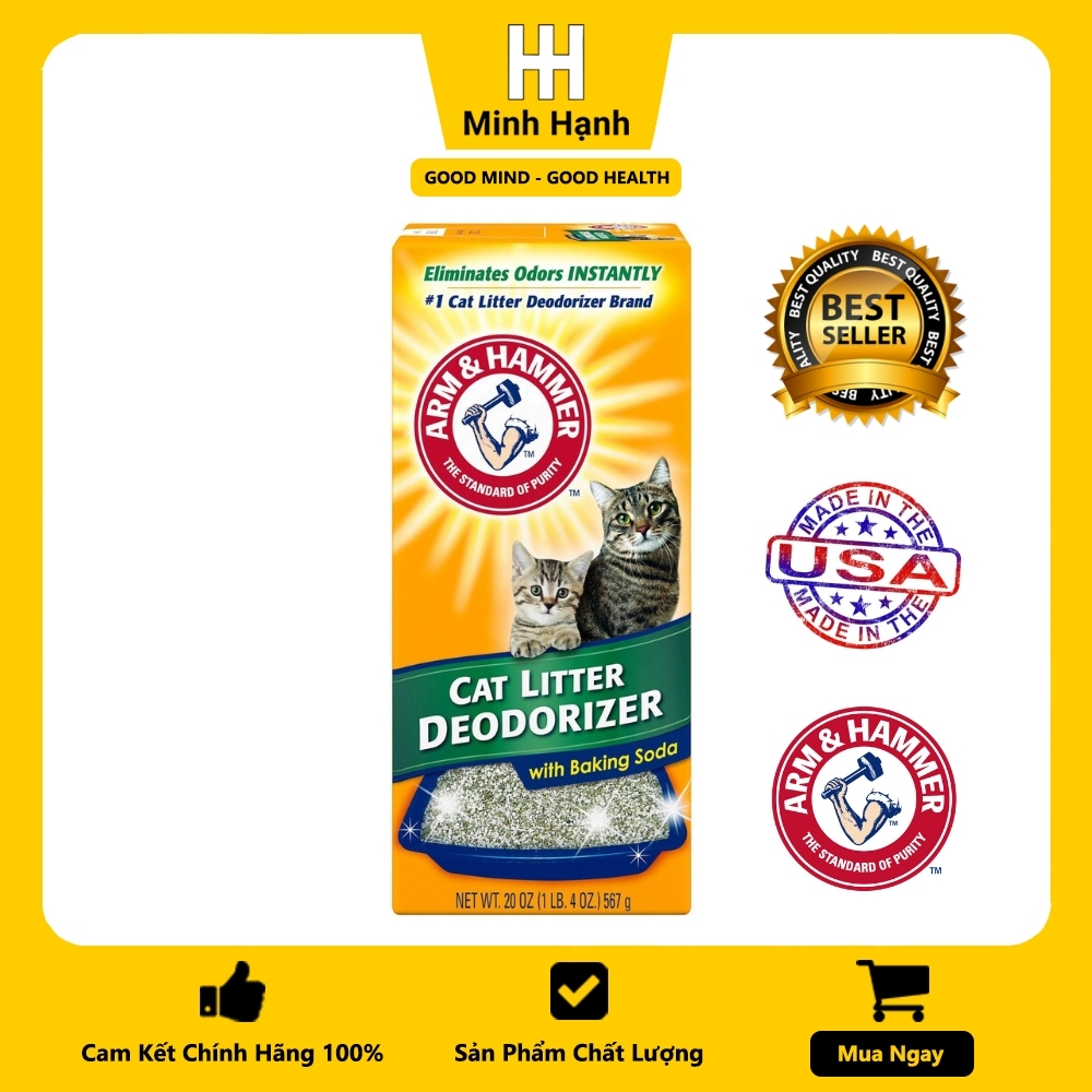 Bột Baking Soda Khử Mùi Hôi Trong Mọi Loại Cát Vệ Sinh Cho Mèo Chính Hãng Nhập Khẩu Từ Mỹ Arm &amp; Hammer Cat Litter Deodorizer (Hộp 567 gram), Trộn Trực Tiếp Vào Cát, An Toàn, Dễ Sử Dụng, Thơm Và Mèo Bạn Rất Thích