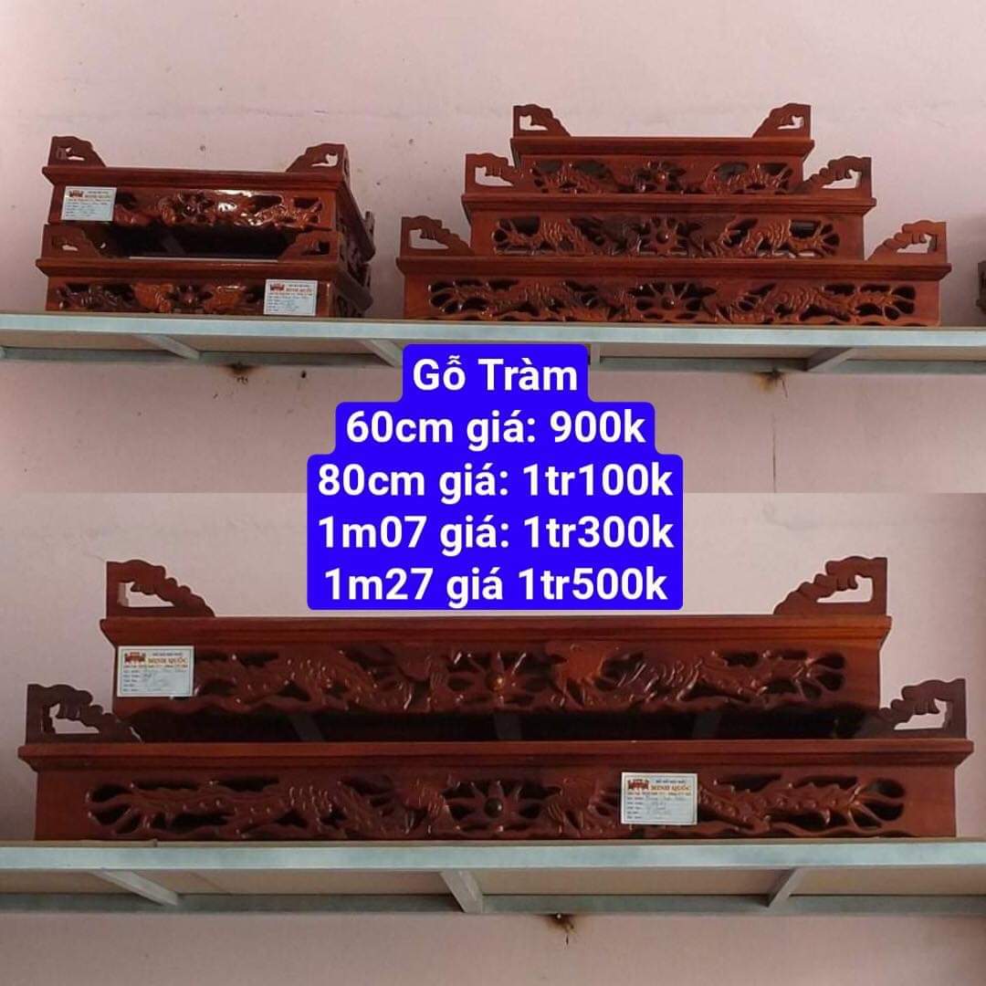 Bàn thờ treo tường gỗ tràm bông vàng kèm eke