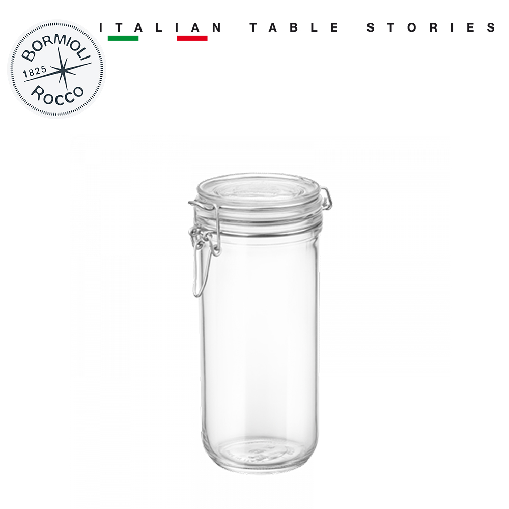 [ITALY] Hũ thủy tinh nắp cài FIDO thân cao 1000ml đựng ngũ cốc, đồ khô, đựng hạt - Bormioli Rocco