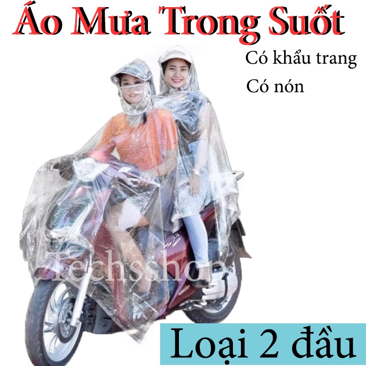 Áo mưa trong suốt có khẩu trang che mặt hàng cao cấp