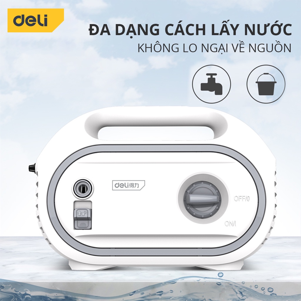 Máy Xịt Rửa DELI Áp Lực Cao 1400W - Bảo Hành 36 Tháng - Phun Rửa Đa Năng, Tối Đa Công Suất, Tiết Kiệm Điện Năng - Dáng Nằm