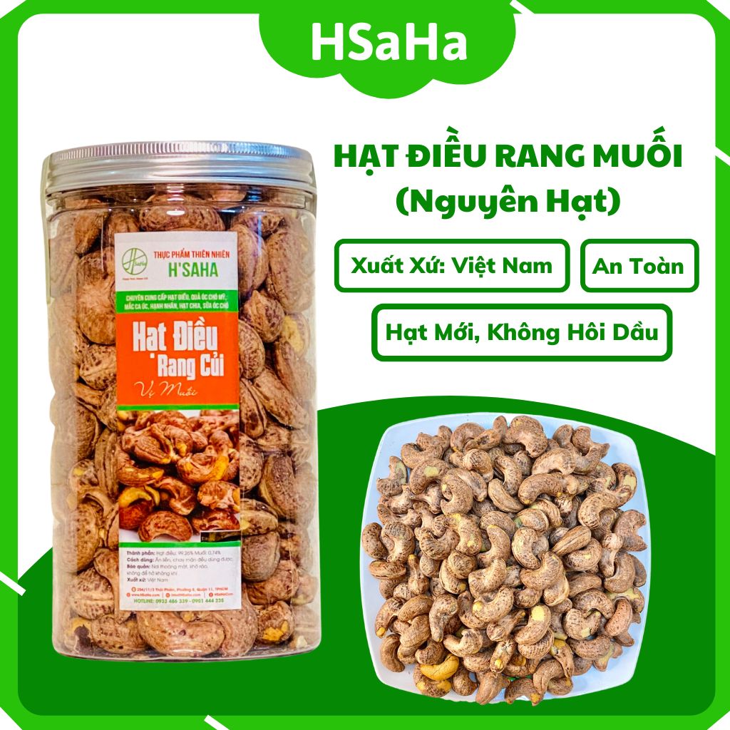 Hạt Điều Rang Muối HSaHa – Hạt Điều Vỏ Lụa Rang Muối Bình Phước Việt Nam Loại 1- Hột To, Mới, Giòn, Mặn Nhẹ, Thơm, Ngon