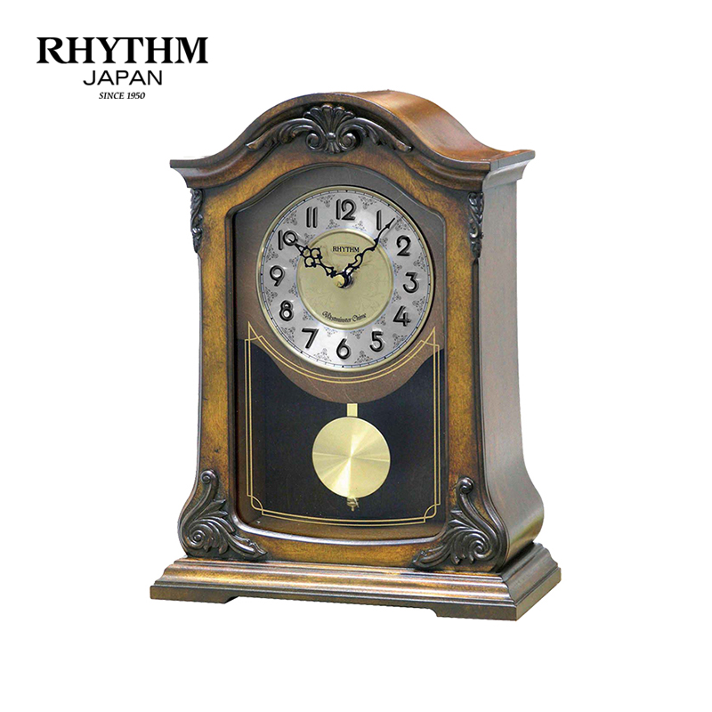 Đồng hồ để bàn Nhật Bản Rhythm CRJ717CR06 , Kt 24.0 x 32.5 x 12.5cm, 1.7kg Vỏ gỗ. Dùng Pin.