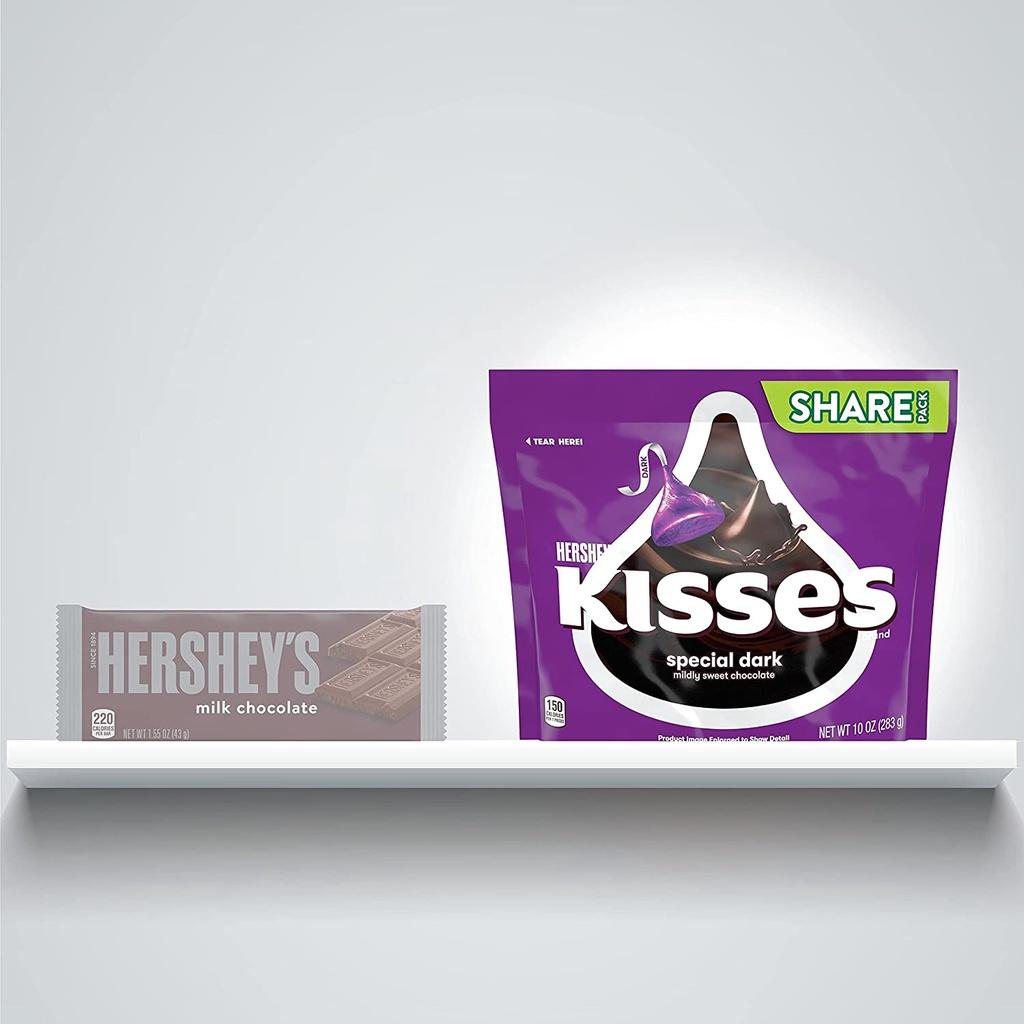 TÚI 283g SOCOLA ĐEN/ĐẮNG Hershey's Kisses Special Dark Mildly Sweet Dark Chocolate Candy, Share Bag (10oz)