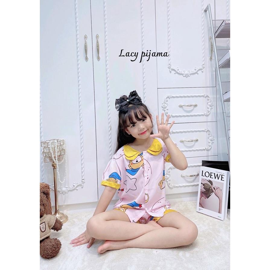 Đồ bộ ngủ bé gái, bộ pijama ngắn tay cho bé gái size 19-35kg chất lụa mango mềm mát