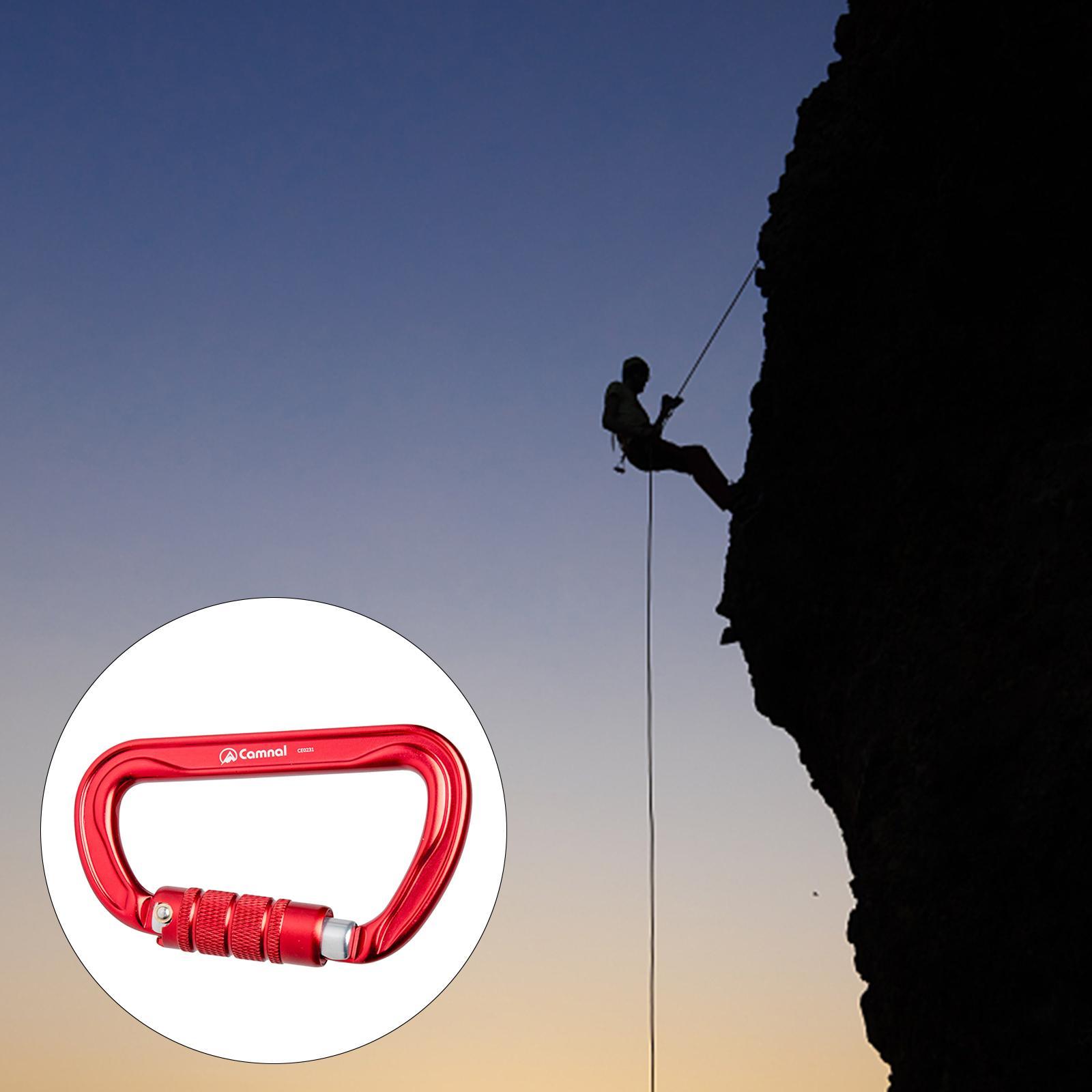 Professional Rock Climbing Carabiner Screw Lock Heavy Duty Carabiner Red